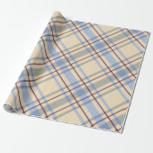 Weihnachten Karierter Blauer Urlaub Geschenkpapier (Ungerollt)