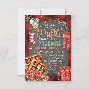 Weihnachten Karierter Chalkboard Waffle Pajamas Ho Einladung