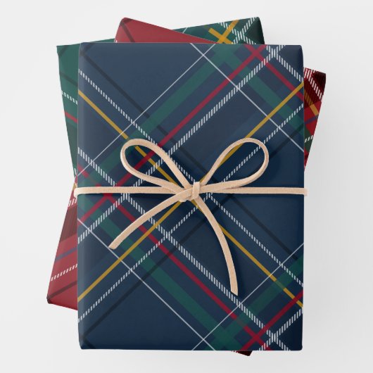 Weihnachten karierter, farbenfroher, koordinierend geschenkpapier set (Beispiel)