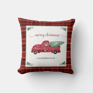Weihnachten Karierter Gnome Bauernhof Roter LKW Kissen