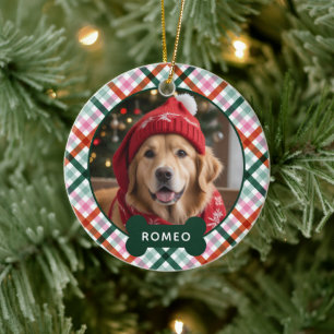 Weihnachten Karierter Hund Foto Ornament