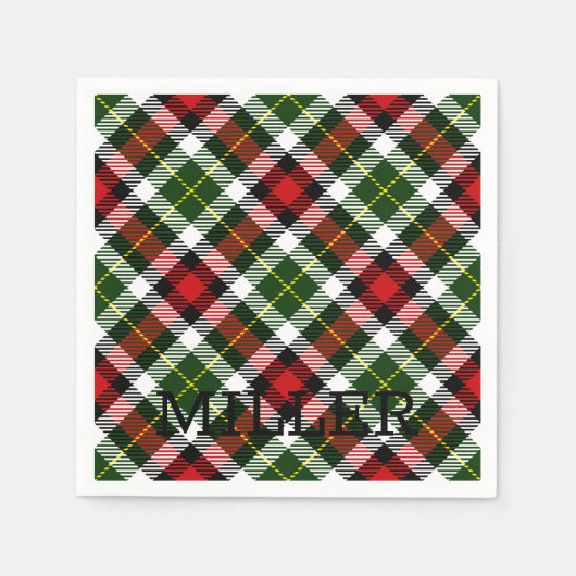 Weihnachten Karierter Name Roter Grüner Klassiker Serviette (Vorderseite)