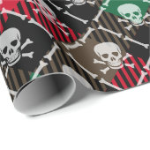 Weihnachten Karierter Schädel und Knochen Geschenkpapier (Rolleneckpunkt)