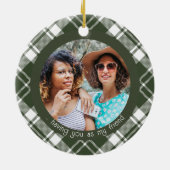 Weihnachten Kariertes Glück ist Sie als Freund 2 F Keramik Ornament (Hinten)