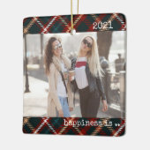 Weihnachten Kariertes Glück ist Sie als Freund 2 F Keramikornament (Links)