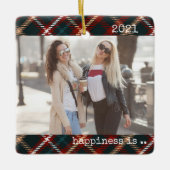 Weihnachten Kariertes Glück ist Sie als Freund 2 F Keramikornament (Vorderseite)