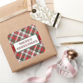 Weihnachten Kariertes Licht mit frohen Weihnachten Quadratischer Aufkleber