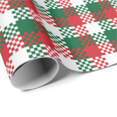 Weihnachten kariertes Rot-Grün-Büffel-Muster Geschenkpapier (Rolleneckpunkt)
