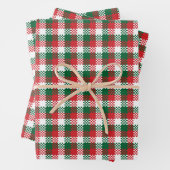 Weihnachten kariertes Rot-Grün-Büffel-Muster Geschenkpapier Set (Beispiel)