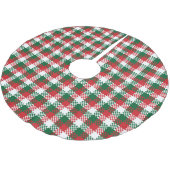 Weihnachten kariertes Rot-Grün-Büffel-Muster Polyester Weihnachtsbaumdecke (Schrägansicht)