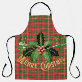 Weihnachten Kariertes Rotes Grün mit Kraut Schürze (Vorderseite)