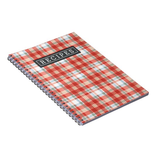Weihnachten Kariertes Wasserfarben Muster Rezept Notizblock (Rechte Seite)