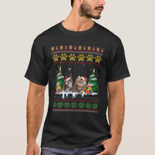 Weihnachten Katze Ugly Sweater Weihnachtsmannmütze T-Shirt