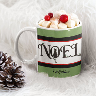 Weihnachten-Katzen-Silhouette-personalisiertes Kaffeetasse