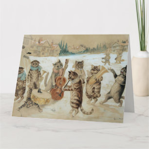 Weihnachten Katzen singen Carolen Karte