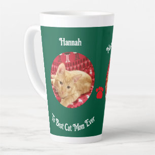 Weihnachten, Katzenfoto, anpassbare große 17 oz Milchtasse