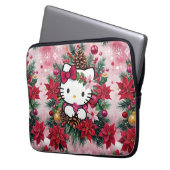 Weihnachten Kawaii Kitty in Rosa Laptopschutzhülle (Vorderseite Links)