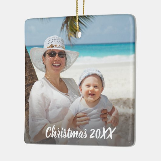 Weihnachten Keepake Volles Foto Keramik Ornament (Links)