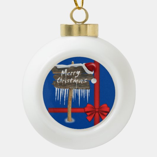 Weihnachten Keramik Ball Ornament, Frohe Weihnacht Keramik Kugel-Ornament (Vorderseite)