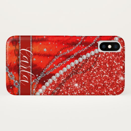 Weihnachten - Ketten, Pelz und Perlen Case-Mate iPhone Hülle (Rückseite (Horizontal))