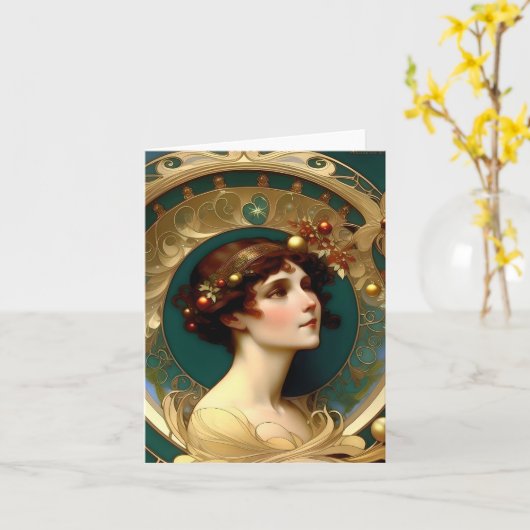 Weihnachten - KI - Jugendstil - C Karte (Gelbe Blume)