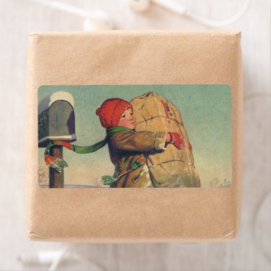 Weihnachten, Kind mit großem Paket (Insitu)