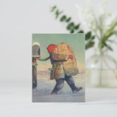 Weihnachten, Kind mit großem Paket Feiertagskarte (Stehend Vorderseite)