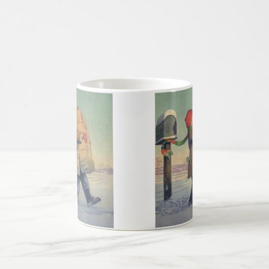 Weihnachten, Kind mit großem Paket Kaffeetasse (Mittel)