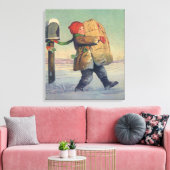 Weihnachten, Kind mit großem Paket Leinwanddruck (Insitu (Wohnzimmer))