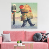 Weihnachten, Kind mit großem Paket Leinwanddruck (Insitu (Wohnzimmer))