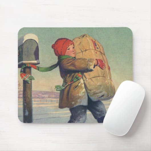 Weihnachten, Kind mit großem Paket Mousepad (Mit Mouse)