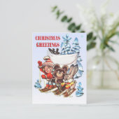 Weihnachten, Kind und Skitoten Feiertagspostkarte (Stehend Vorderseite)