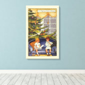 Weihnachten, Kinder auf einer Couch sitzen Leinwanddruck (Insitu (Holzboden))