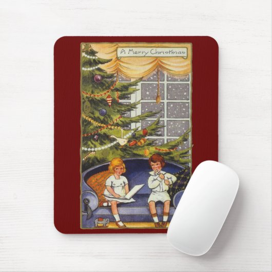 Weihnachten, Kinder auf einer Couch sitzen Mousepad (Mit Mouse)