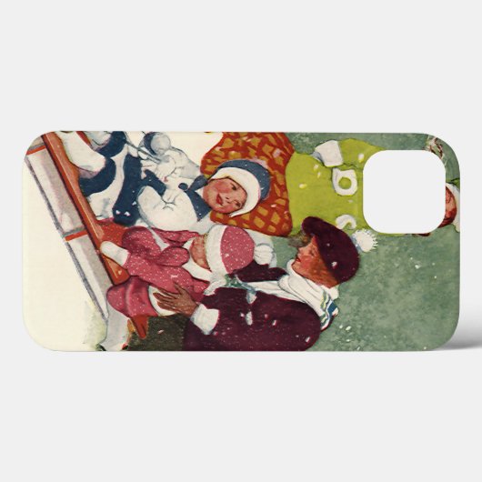 Weihnachten, Kinder Rodeln im Schnee Case-Mate iPhone Hülle (Rückseite (Horizontal))