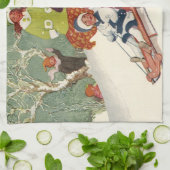 Weihnachten, Kinder Rodeln im Schnee Geschirrtuch (Gefaltet)