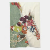 Weihnachten, Kinder Rodeln im Schnee Geschirrtuch (Vertikal)