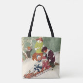 Weihnachten, Kinder Rodeln im Schnee Tasche (Rückseite)