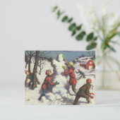 Weihnachten, Kinder Schneeballkampf Feiertagskarte (Stehend Vorderseite)