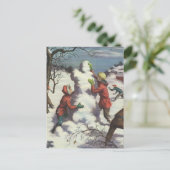 Weihnachten, Kinder Schneeballkampf Feiertagspostkarte (Stehend Vorderseite)