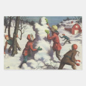 Weihnachten, Kinder Schneeballkampf Geschenkpapier Set (Vorderseite 3)