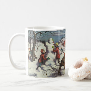 Weihnachten, Kinder Schneeballkampf Kaffeetasse