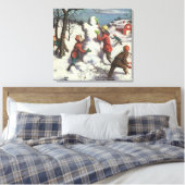 Weihnachten, Kinder Schneeballkampf Leinwanddruck (Insitu (Schlafzimmer))