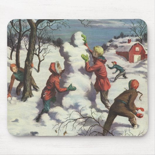 Weihnachten, Kinder Schneeballkampf Mousepad (Vorne)