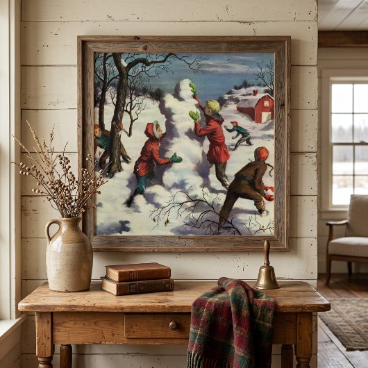 Weihnachten, Kinder Schneeballkampf Poster