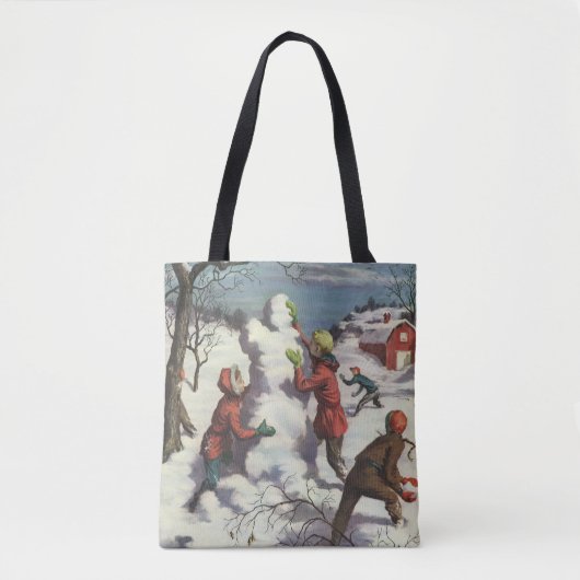 Weihnachten, Kinder Schneeballkampf Tasche (Vorderseite)