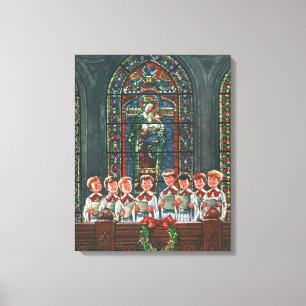 Weihnachten Kinder singen im Kirchenchor Vintage Leinwanddruck
