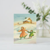 Weihnachten, Kinder spielen Feiertagspostkarte (Stehend Vorderseite)