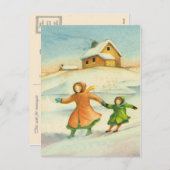 Weihnachten, Kinder spielen Feiertagspostkarte (Vorne/Hinten)