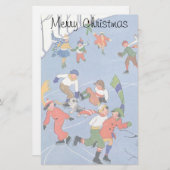 Weihnachten, Kindereis-Skaten auf dem See Briefpapier (Vorne/Hinten)